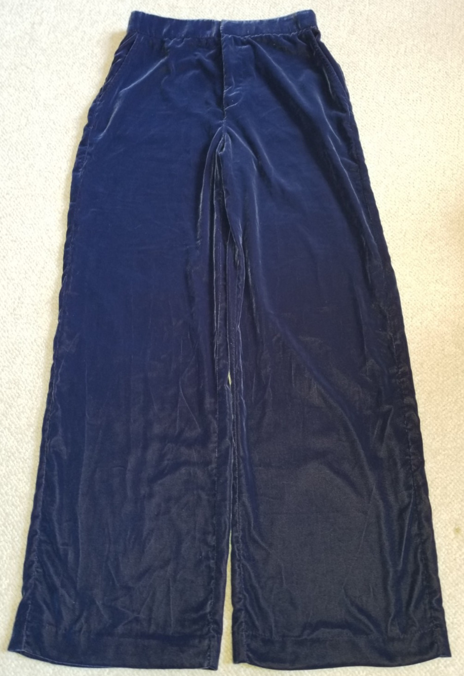 NWT Womens Pants-GAP-navy blue velvet wide-leg back elastic waist whimsigoth-6